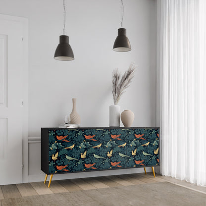 FOWL ORNAMENT 3-dörrars skänk i svart finish