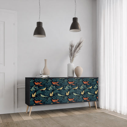 FOWL ORNAMENT 3-dörrars skänk i svart finish