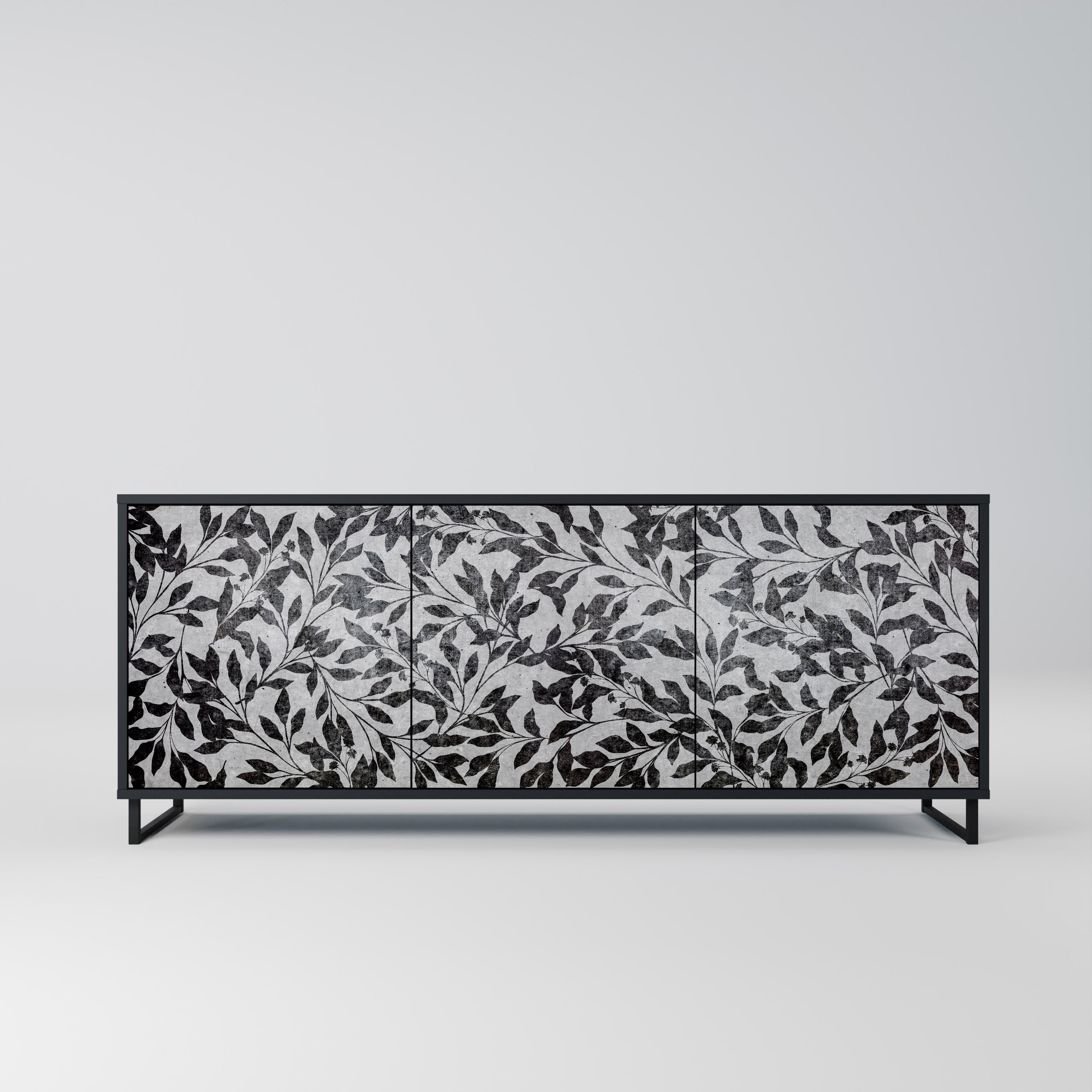 CHARCOAL SPROUT 3-dörrars skänk i svart finish