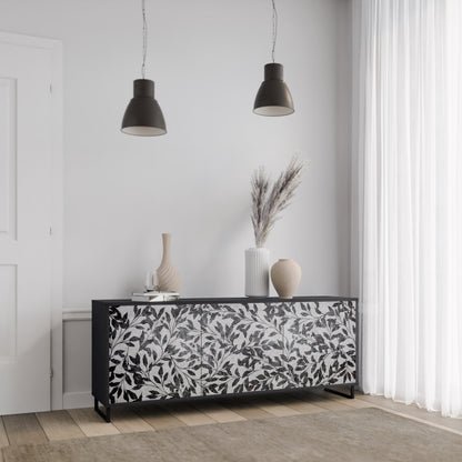 CHARCOAL SPROUT 3-dörrars skänk i svart finish