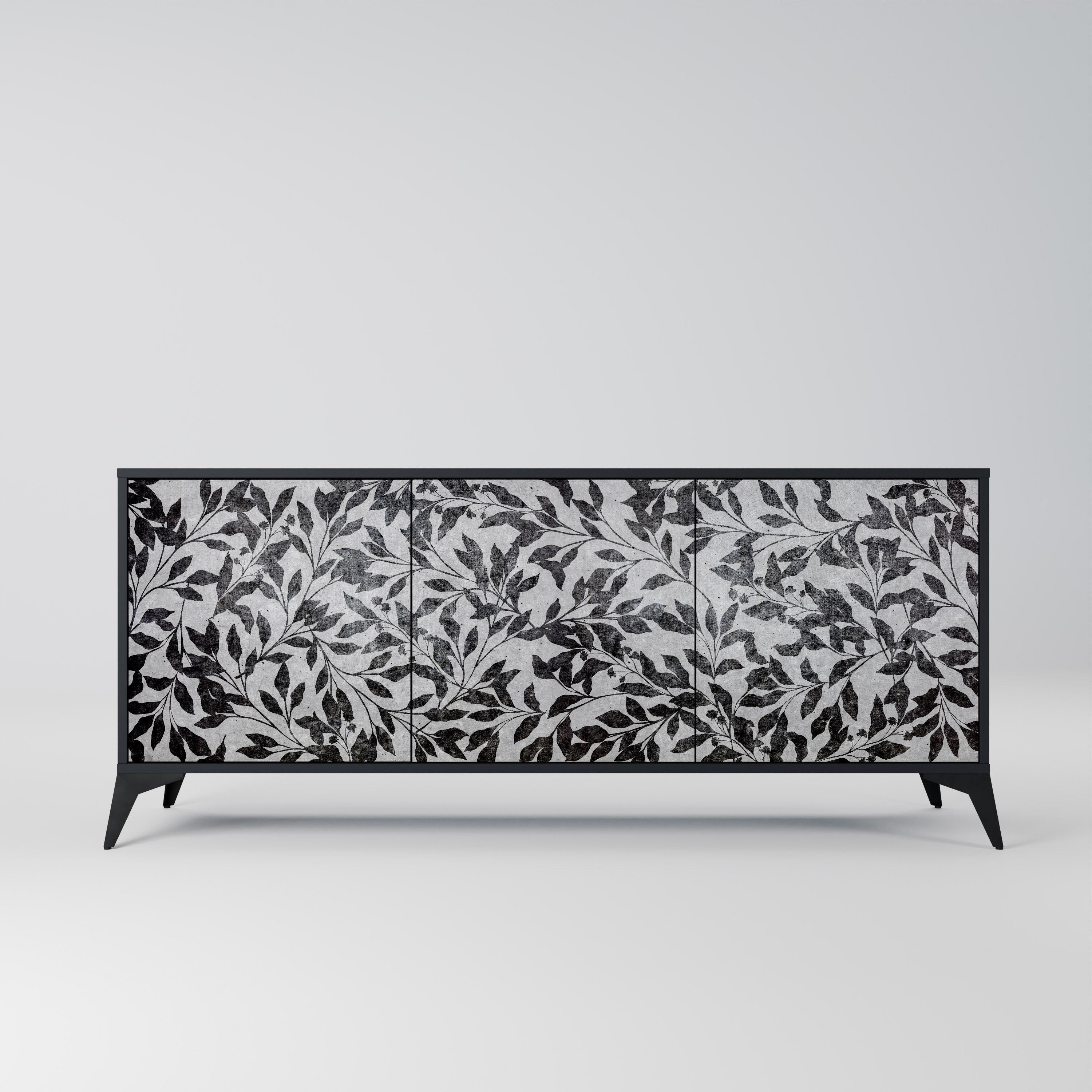 CHARCOAL SPROUT 3-dörrars skänk i svart finish