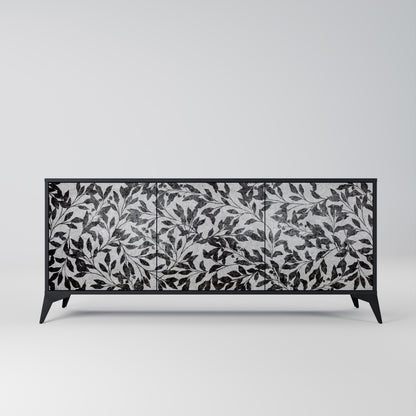 CHARCOAL SPROUT 3-dörrars skänk i svart finish