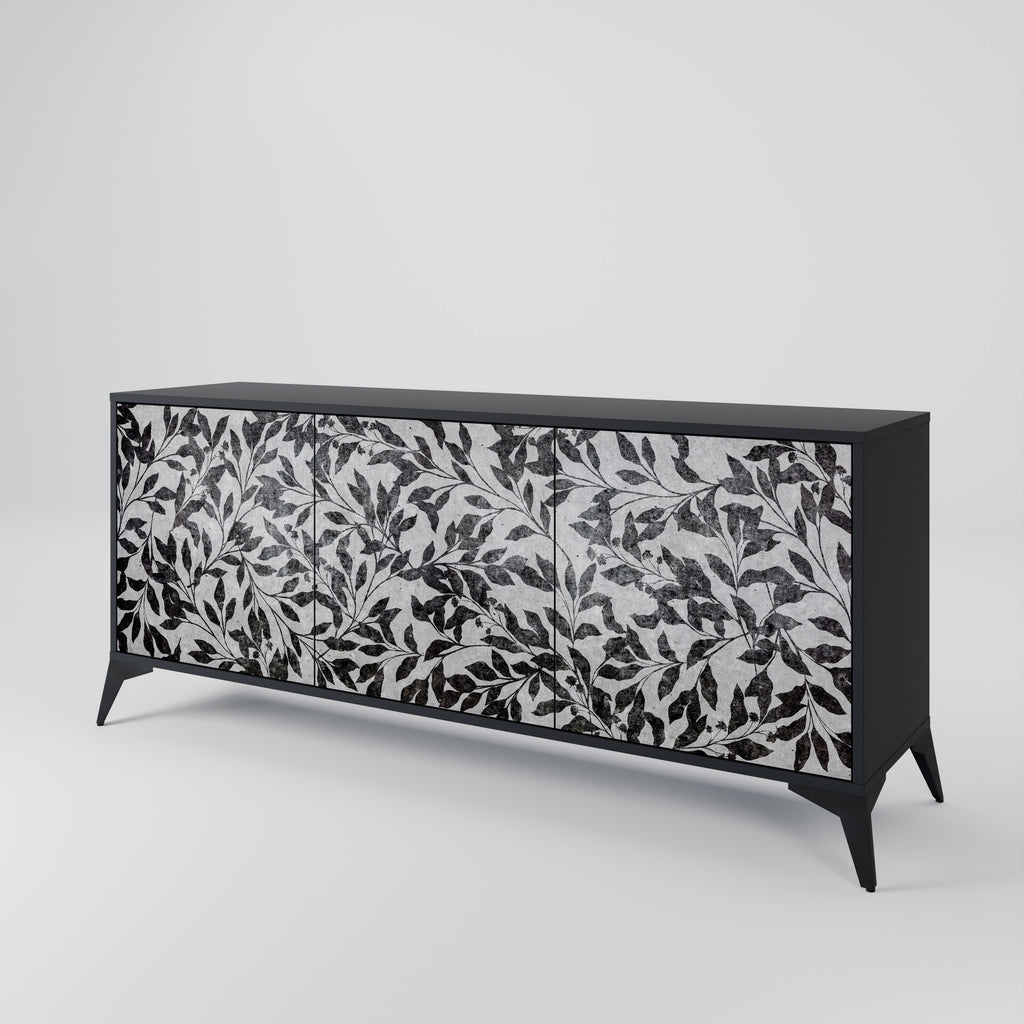 CHARCOAL SPROUT 3-dörrars skänk i svart finish