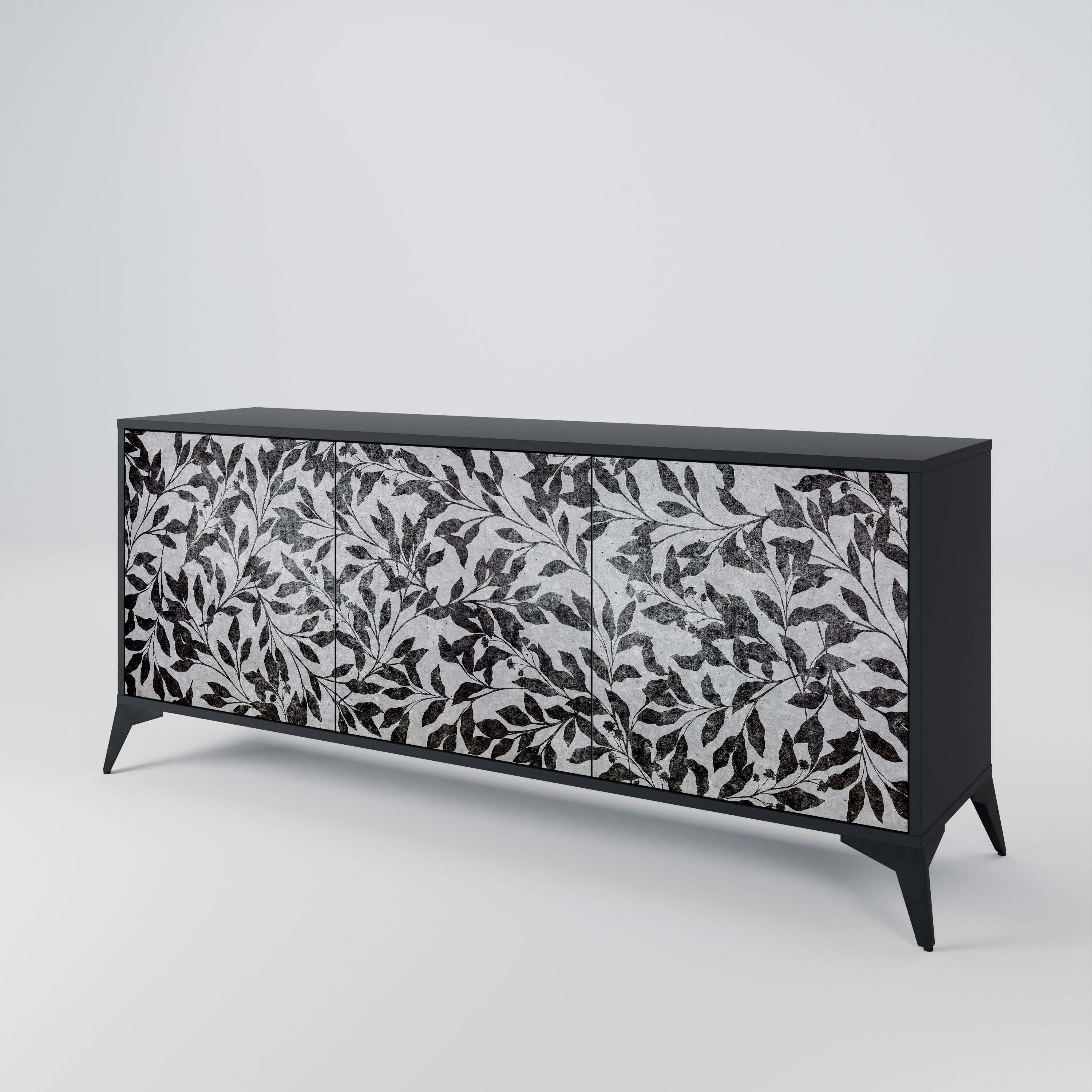 CHARCOAL SPROUT 3-dörrars skänk i svart finish