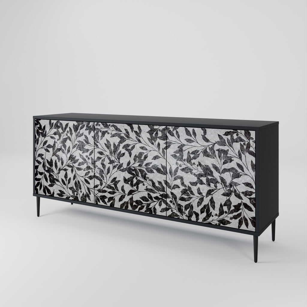 CHARCOAL SPROUT 3-dörrars skänk i svart finish