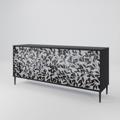 CHARCOAL SPROUT 3-dörrars skänk i svart finish