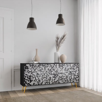 CHARCOAL SPROUT 3-dörrars skänk i svart finish