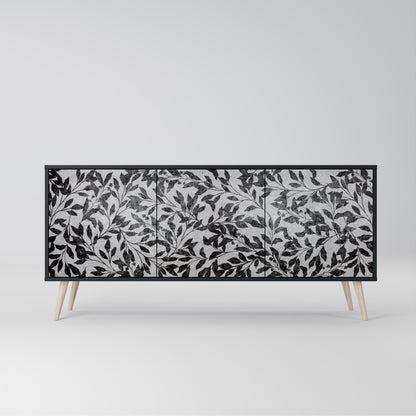 CHARCOAL SPROUT 3-dörrars skänk i svart finish