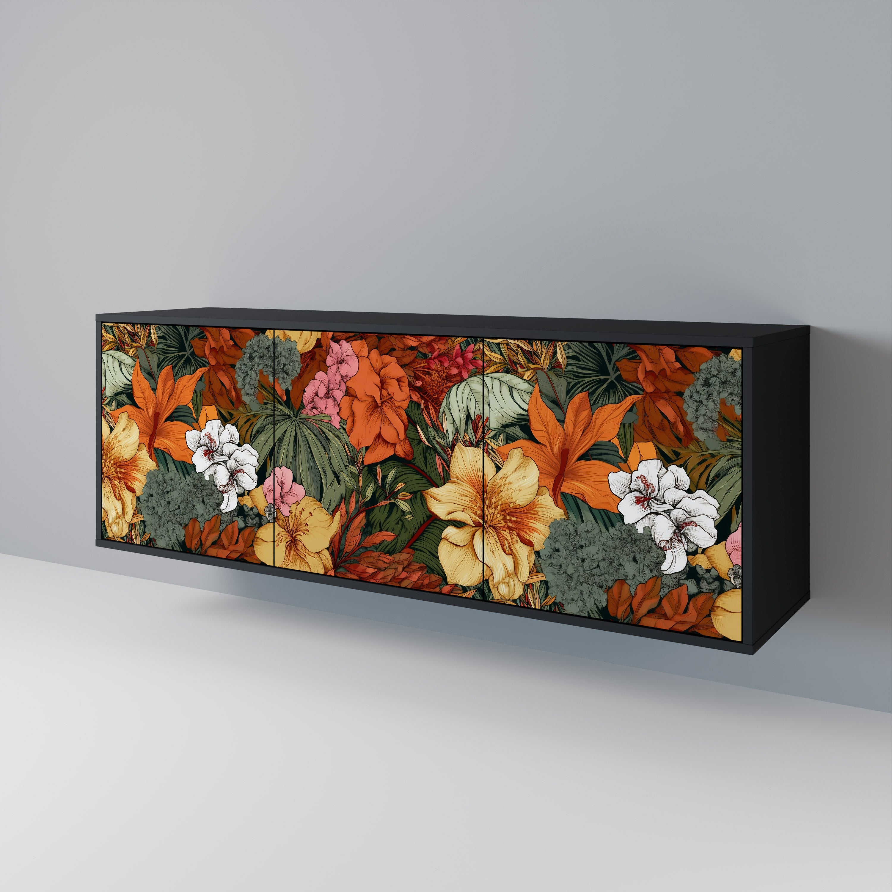 RADIANT FLORA Skänk med tre dörrar
