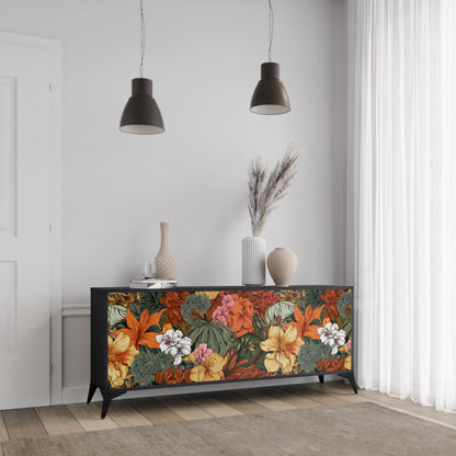 RADIANT FLORA 3-dörrars skänk i svart finish