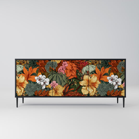 RADIANT FLORA 3-dörrars skänk i svart finish