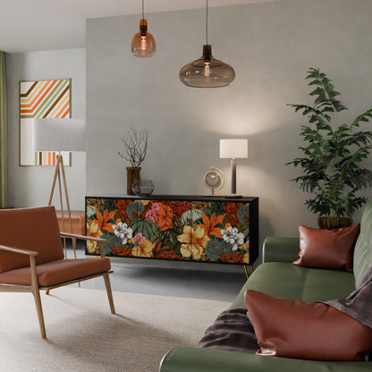 RADIANT FLORA 3-dörrars skänk i svart finish