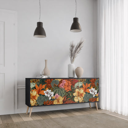 RADIANT FLORA 3-dörrars skänk i svart finish