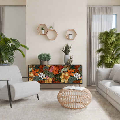 RADIANT FLORA 3-dörrars skänk i svart finish