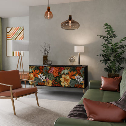 RADIANT FLORA 3-dörrars skänk i svart finish