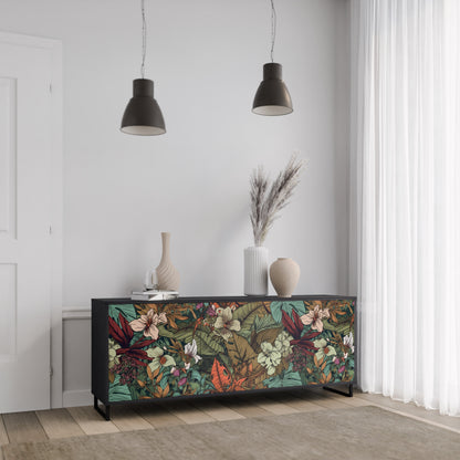 BOTANICAL EMERGENCE 3-dörrars skänk i svart finish