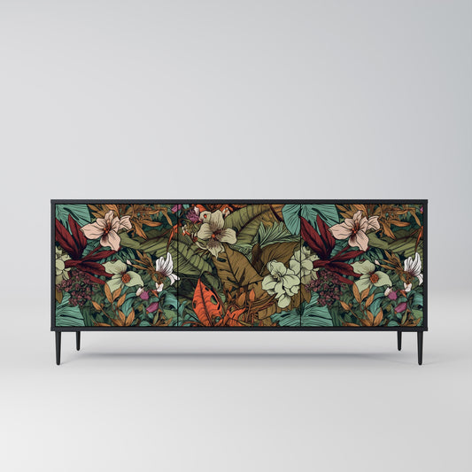 BOTANICAL EMERGENCE 3-dörrars skänk i svart finish