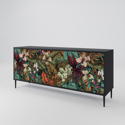 BOTANICAL EMERGENCE 3-dörrars skänk i svart finish