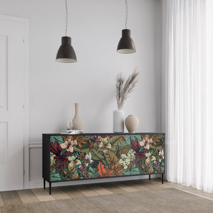 BOTANICAL EMERGENCE 3-dörrars skänk i svart finish