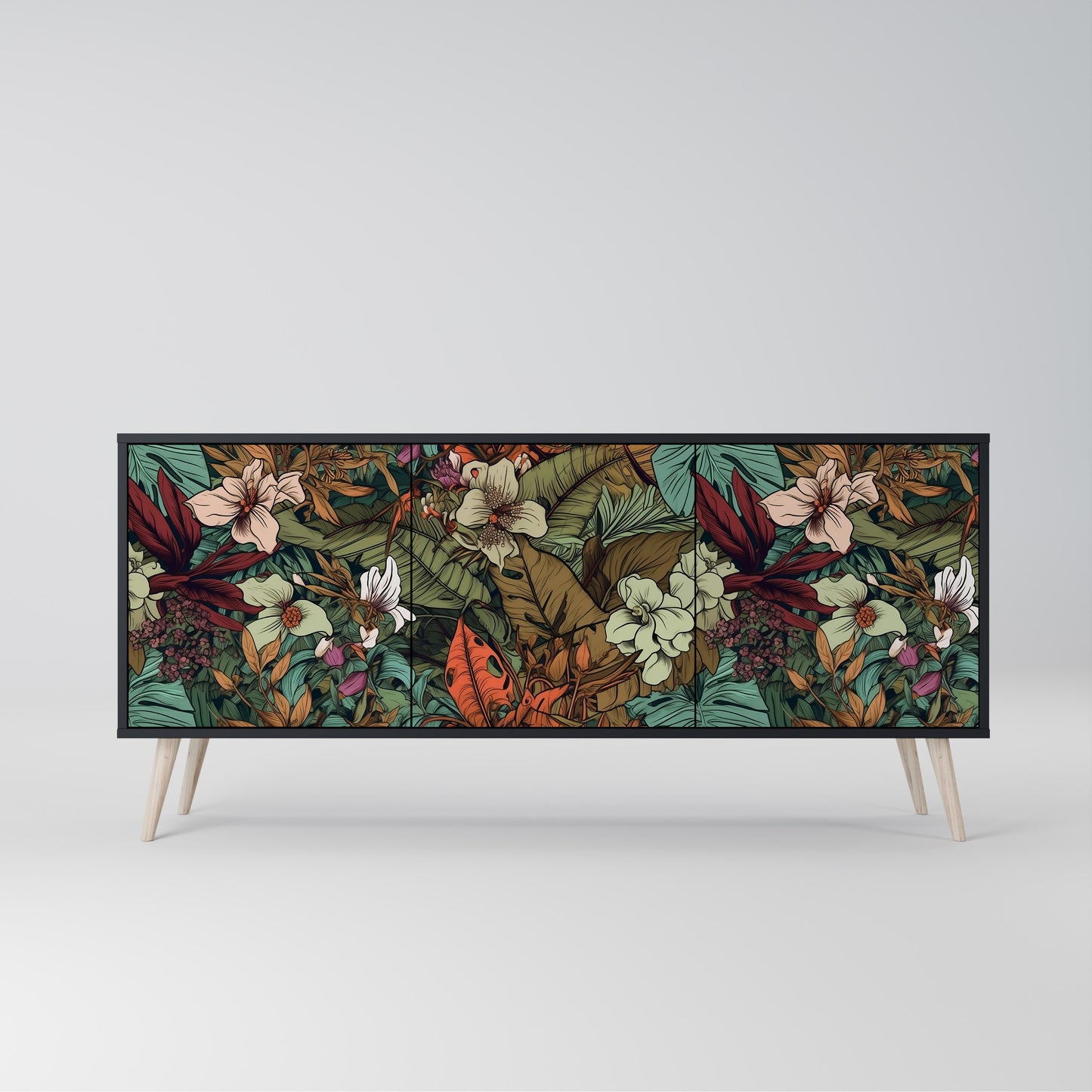 BOTANICAL EMERGENCE 3-dörrars skänk i svart finish