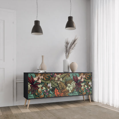 BOTANICAL EMERGENCE 3-dörrars skänk i svart finish