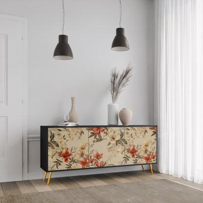 BLOOMING HARMONY 3-dörrars skänk i svart finish