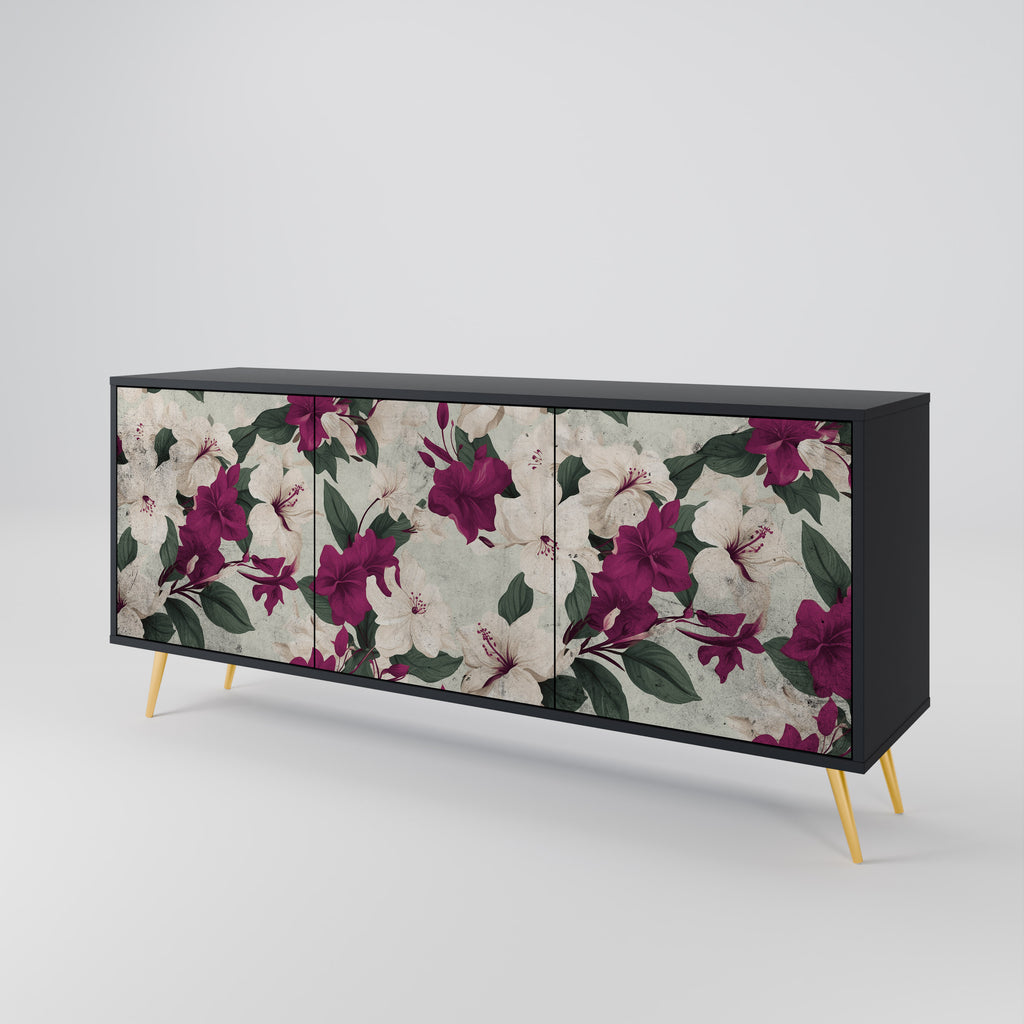 FLOWERET DREAM 3-dörrars skänk i svart finish