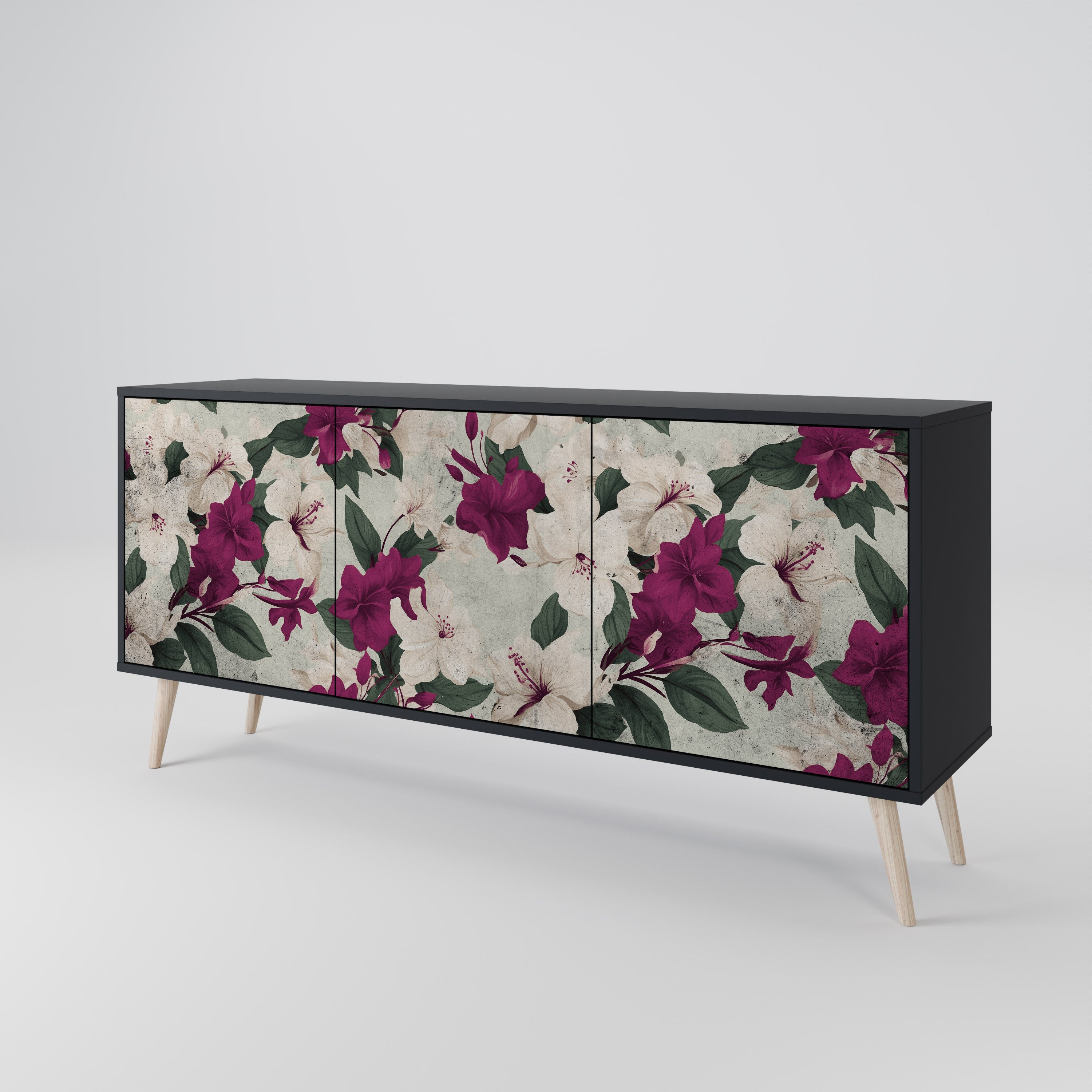 FLOWERET DREAM 3-dörrars skänk i svart finish