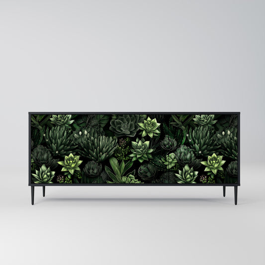 SUCCULENT JUNGLE 3-dörrars skänk i svart finish