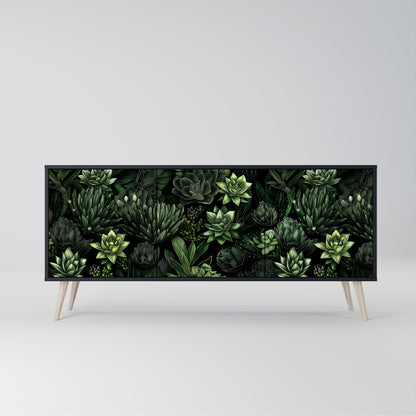 SUCCULENT JUNGLE 3-dörrars skänk i svart finish