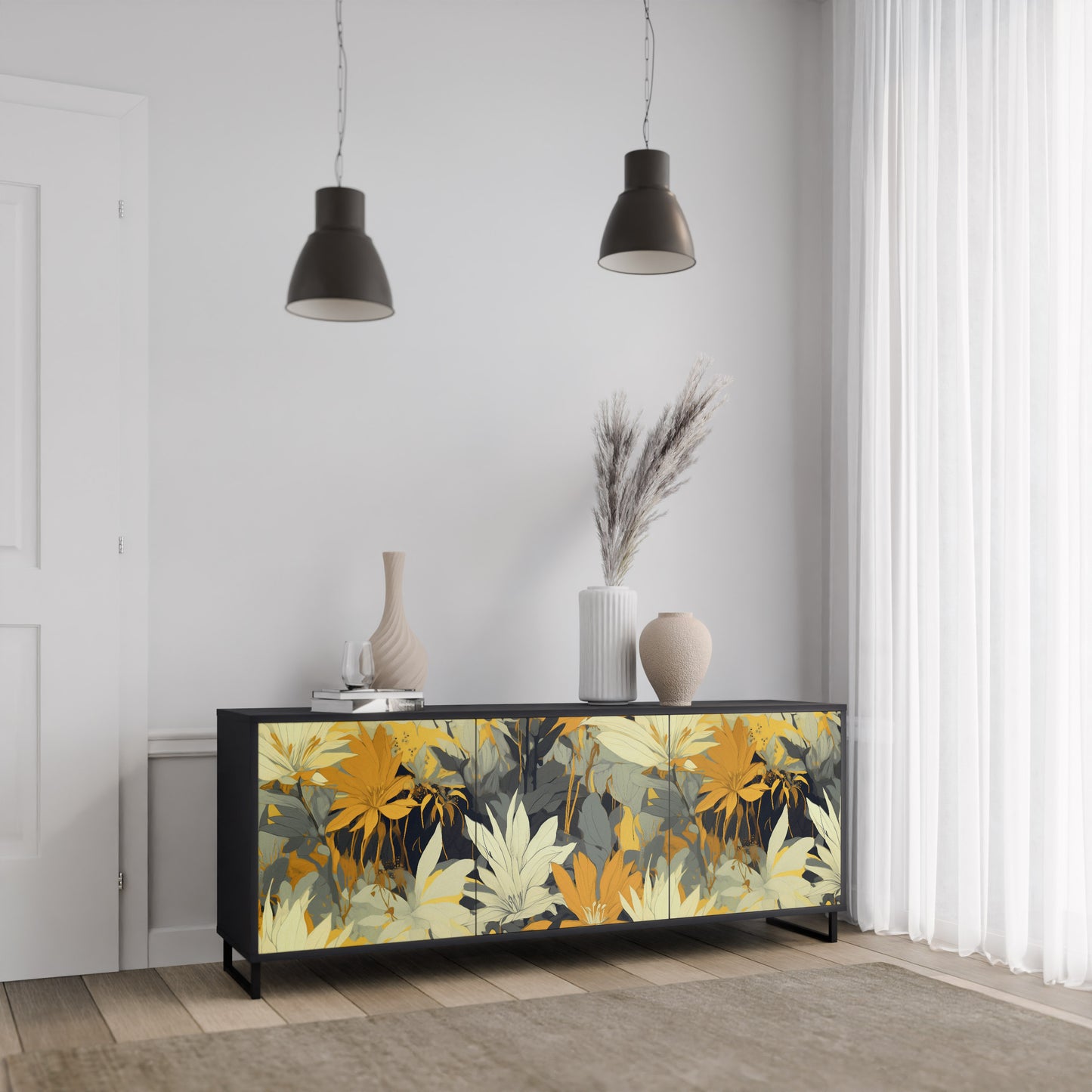 SUNKISSED LILY 3-dörrars skänk i svart finish
