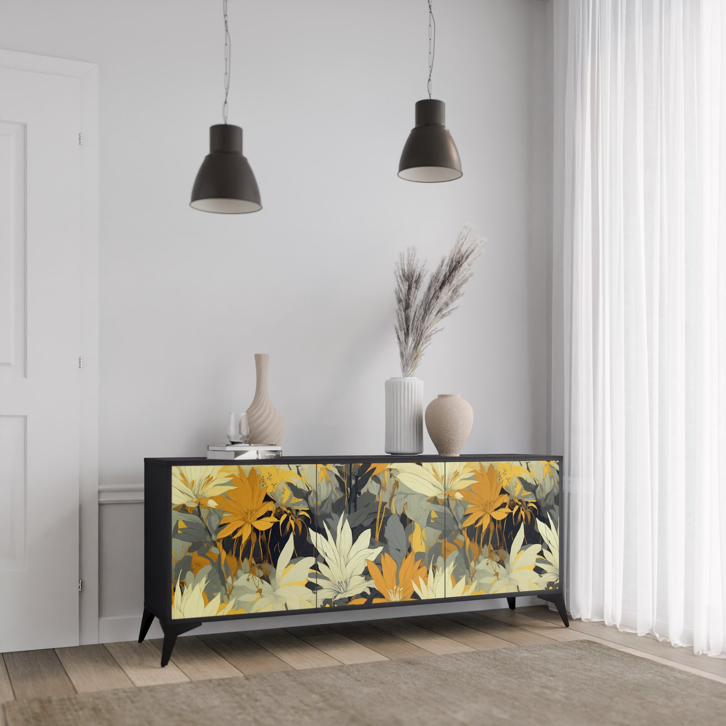 SUNKISSED LILY 3-dörrars skänk i svart finish