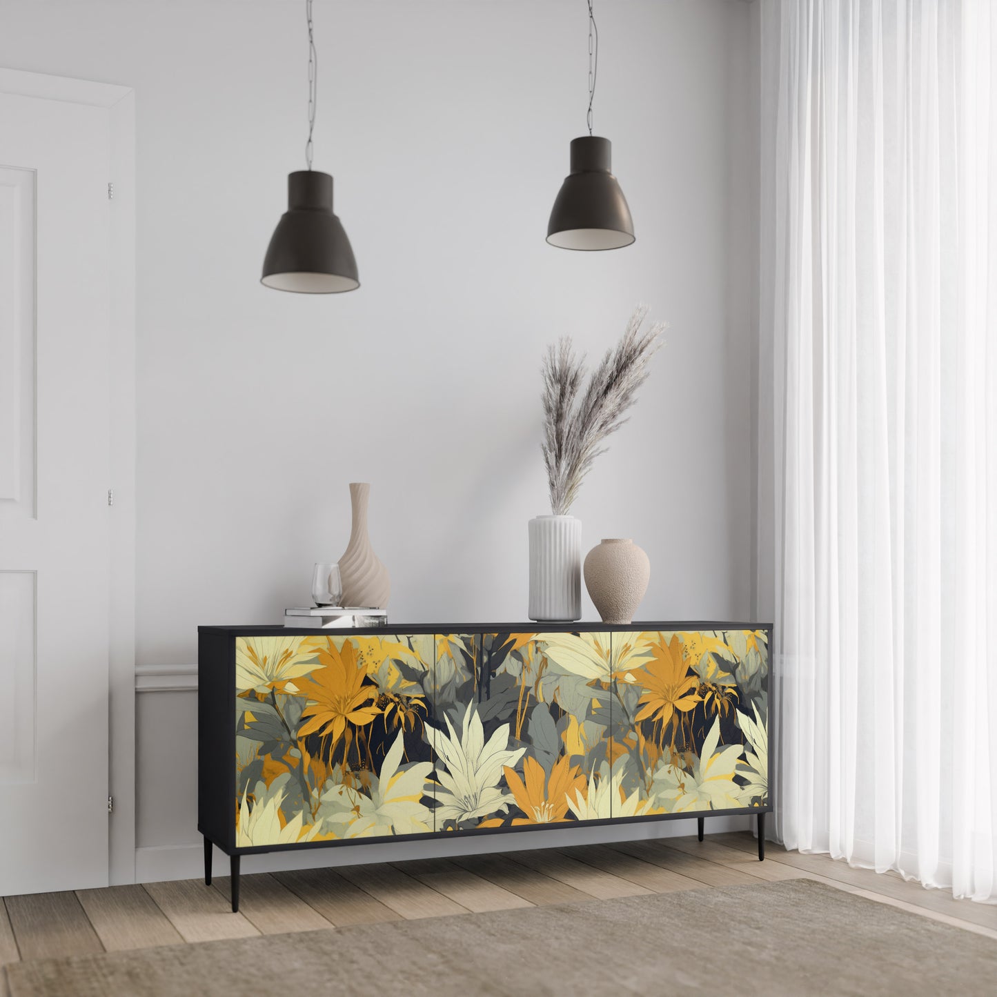 SUNKISSED LILY 3-dörrars skänk i svart finish
