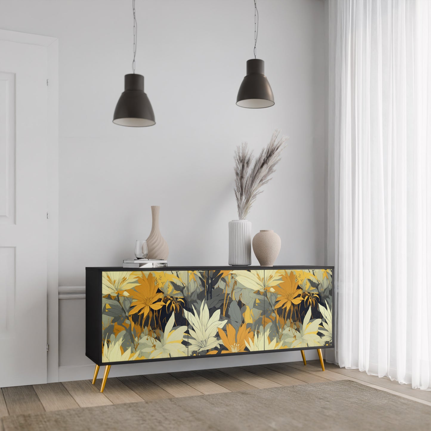 SUNKISSED LILY 3-dörrars skänk i svart finish