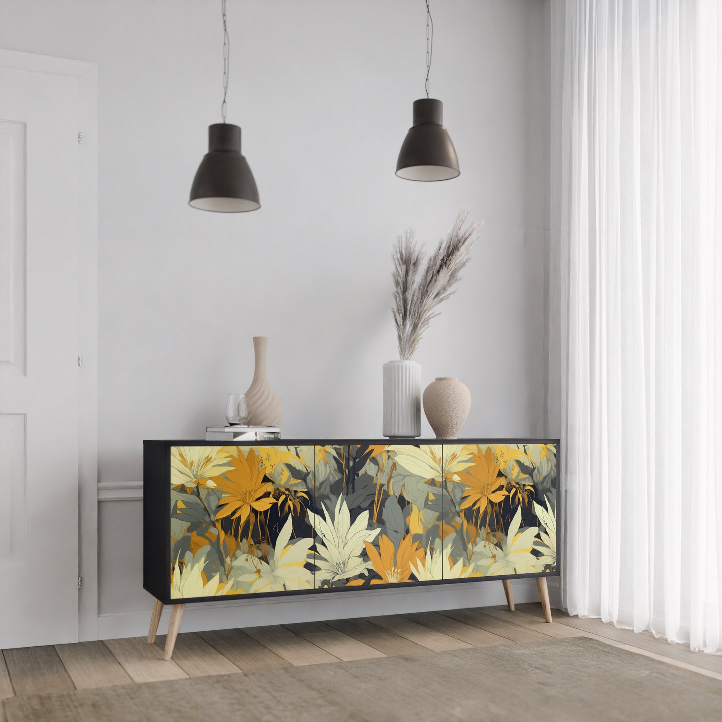 SUNKISSED LILY 3-dörrars skänk i svart finish