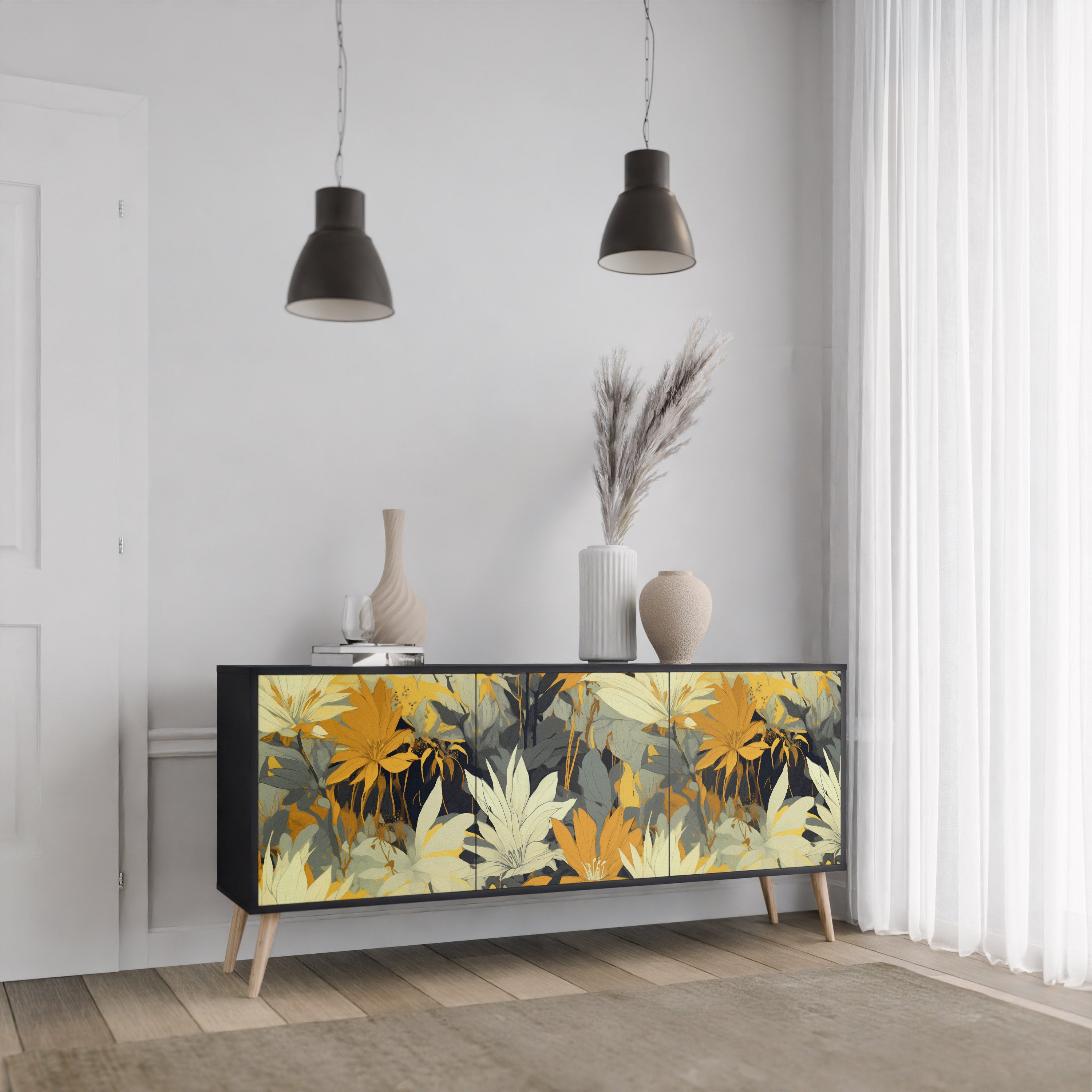 SUNKISSED LILY 3-dörrars skänk i svart finish
