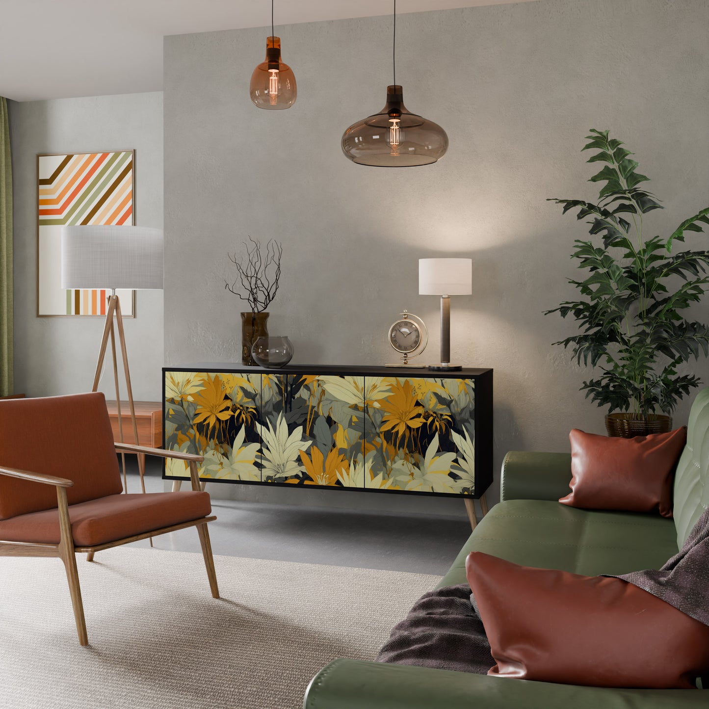 SUNKISSED LILY 3-dörrars skänk i svart finish