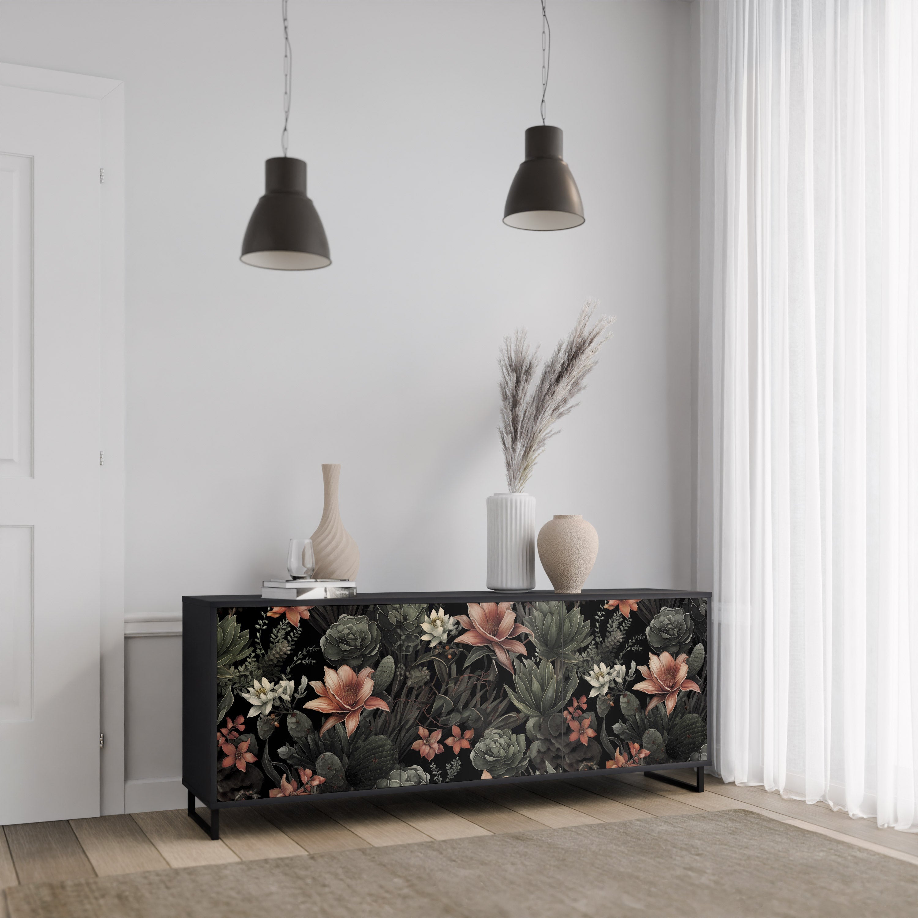 SECRET VERDURE 3-dörrars skänk i svart finish