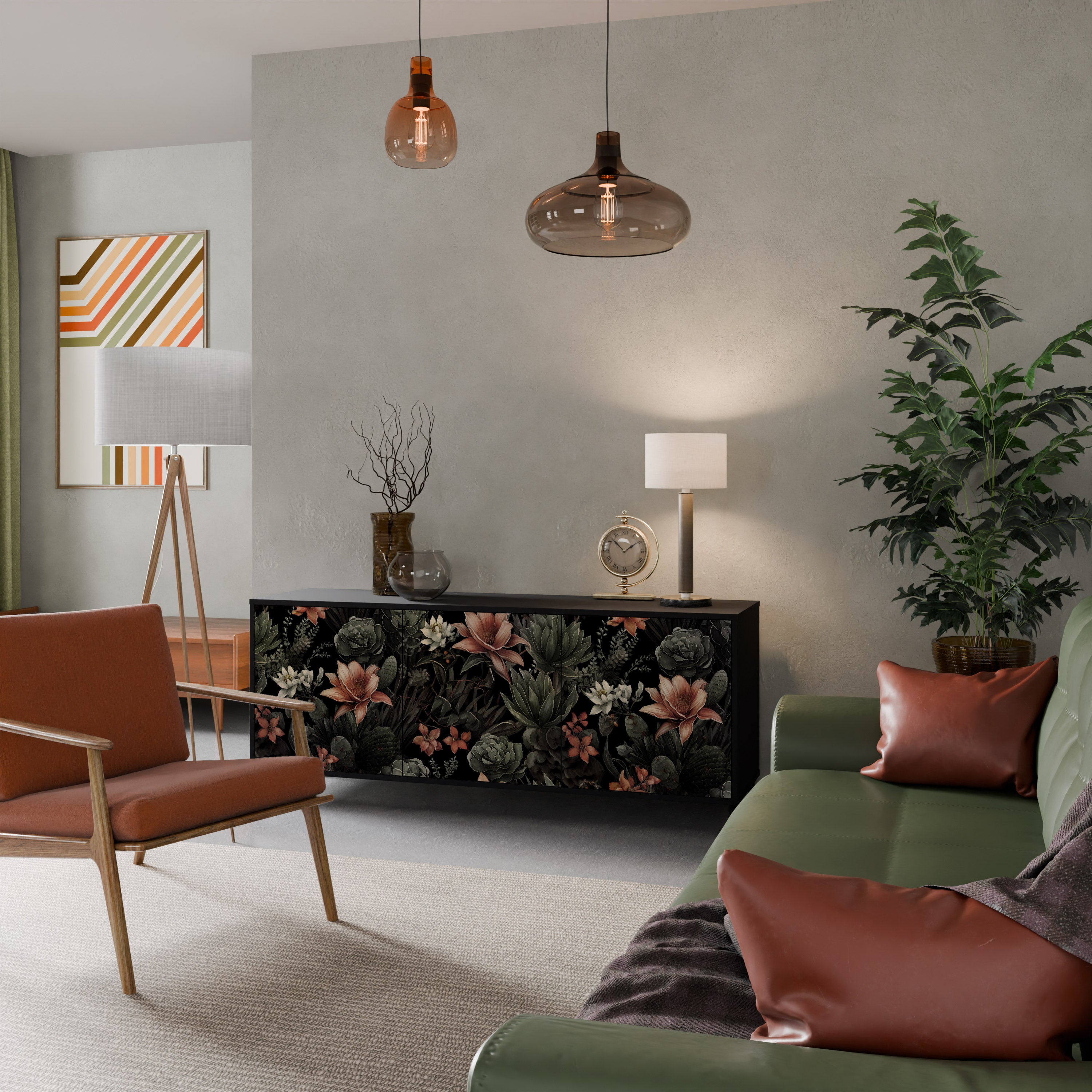 SECRET VERDURE 3-dörrars skänk i svart finish