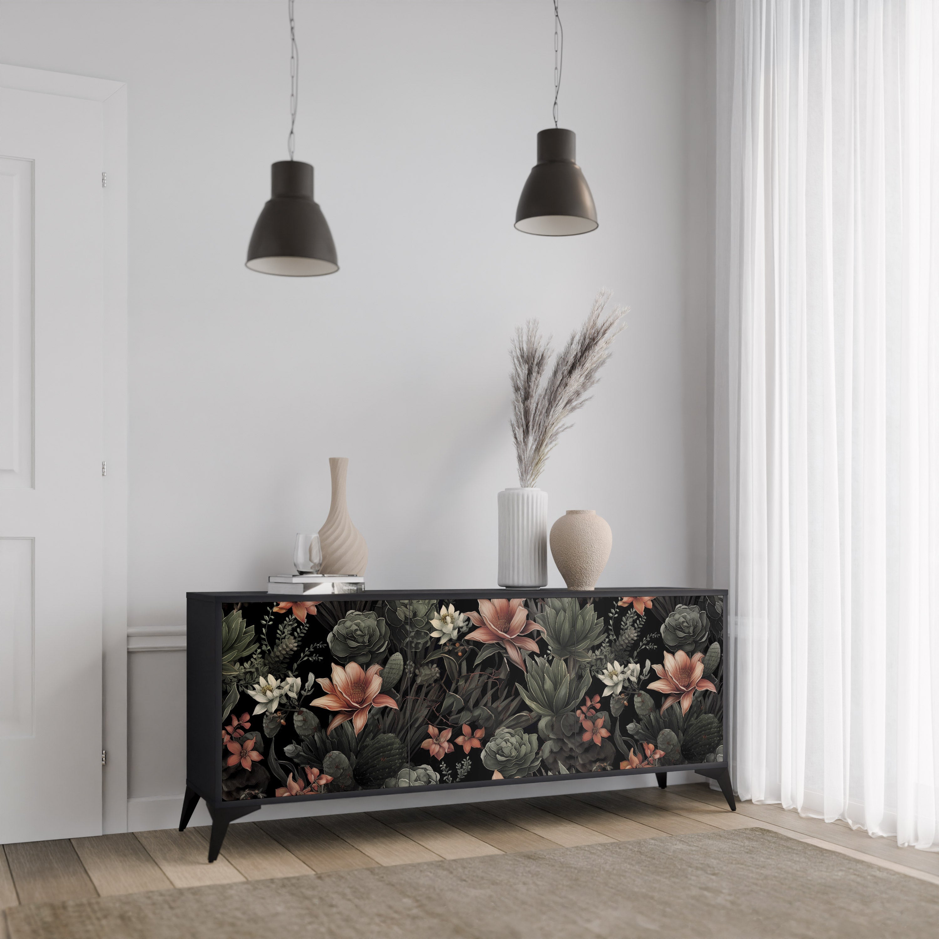 SECRET VERDURE 3-dörrars skänk i svart finish