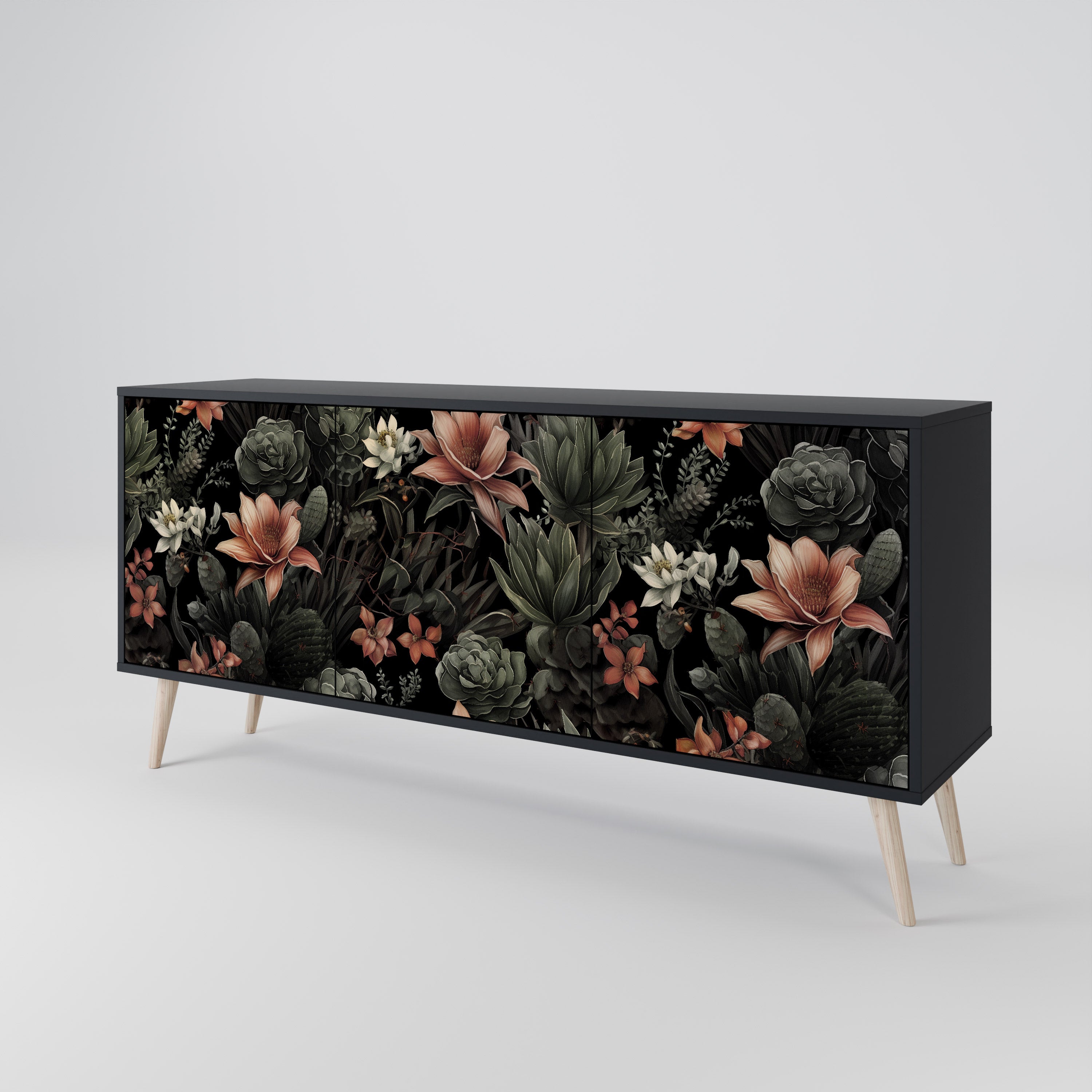 SECRET VERDURE 3-dörrars skänk i svart finish