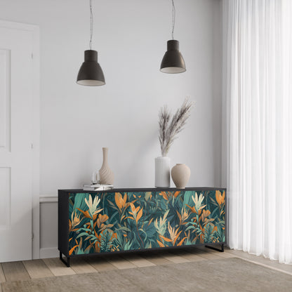 FLORAL SERENITY 3-dörrars skänk i svart finish