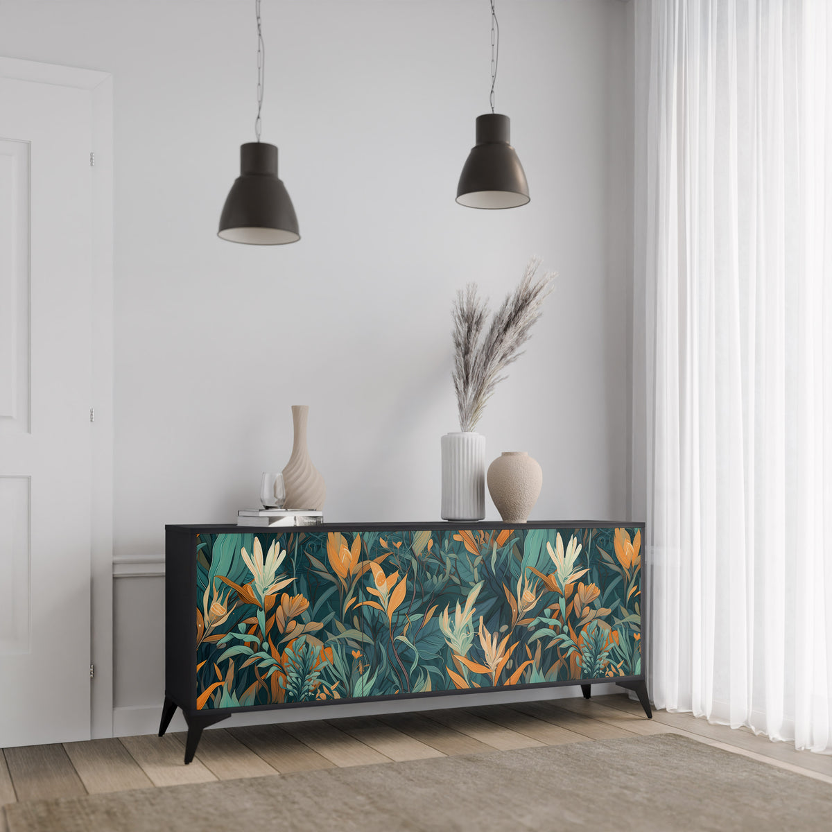 FLORAL SERENITY Skänk med tre dörrar