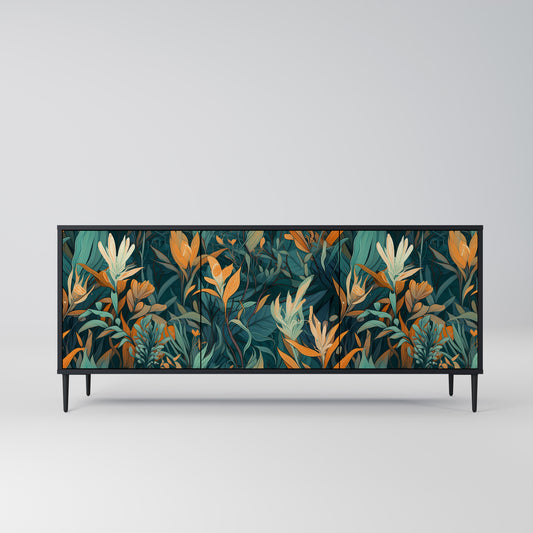 FLORAL SERENITY 3-dörrars skänk i svart finish