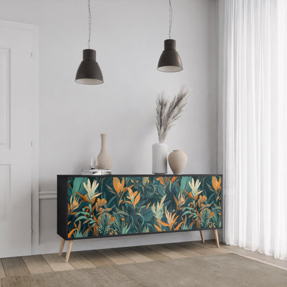 FLORAL SERENITY 3-dörrars skänk i svart finish