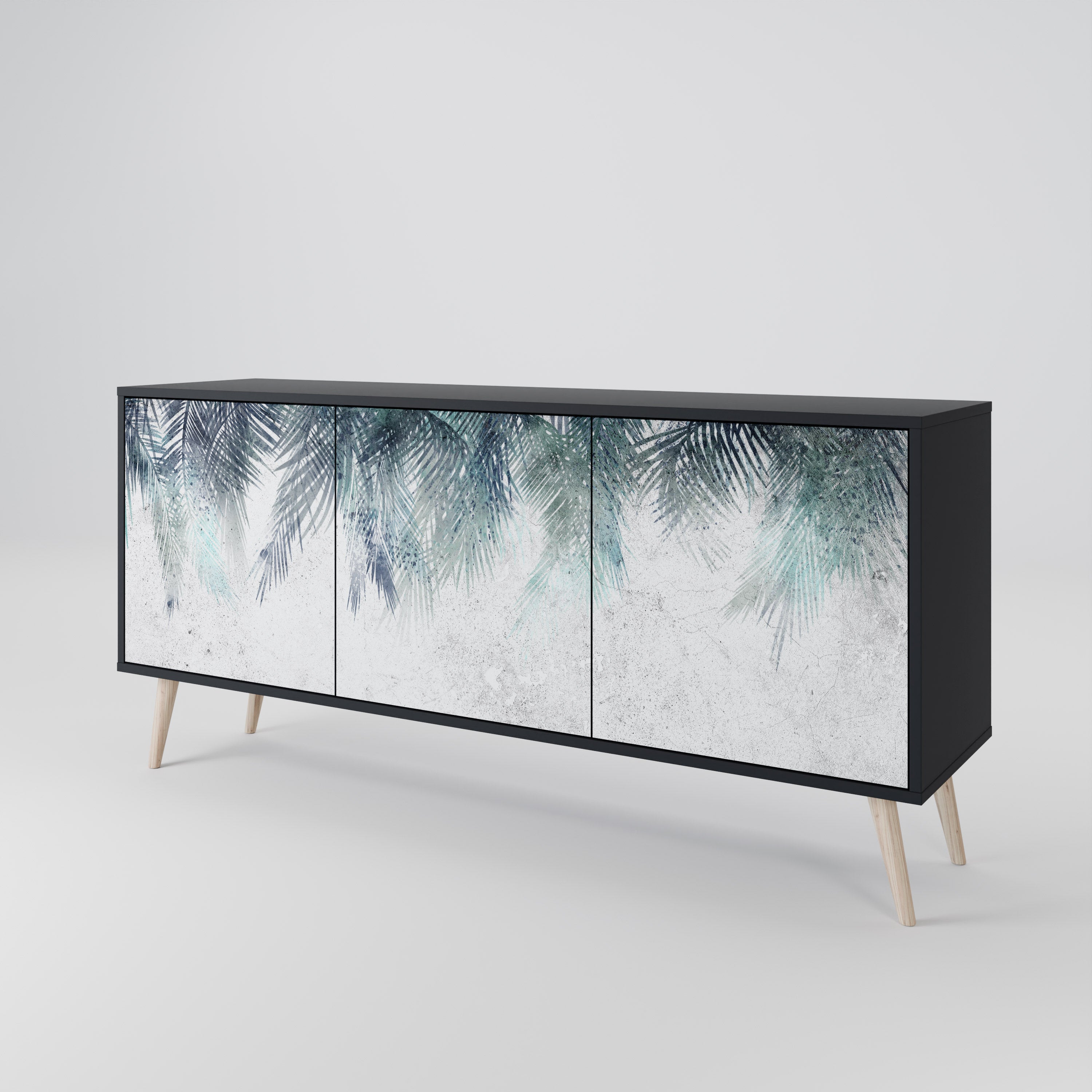 PALM VEIL 3-dörrars skänk i svart finish