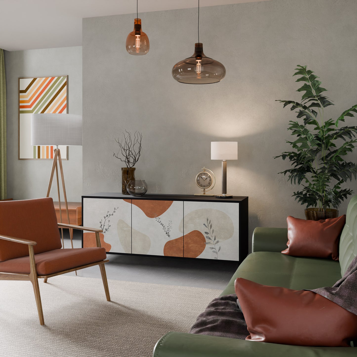 TRANQUIL TWIG 3-dörrars skänk i svart finish