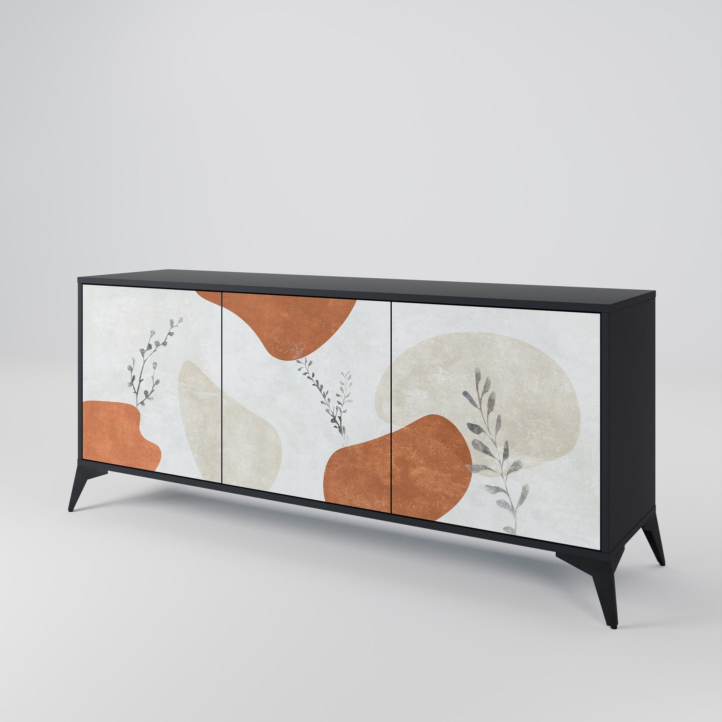 TRANQUIL TWIG 3-dörrars skänk i svart finish