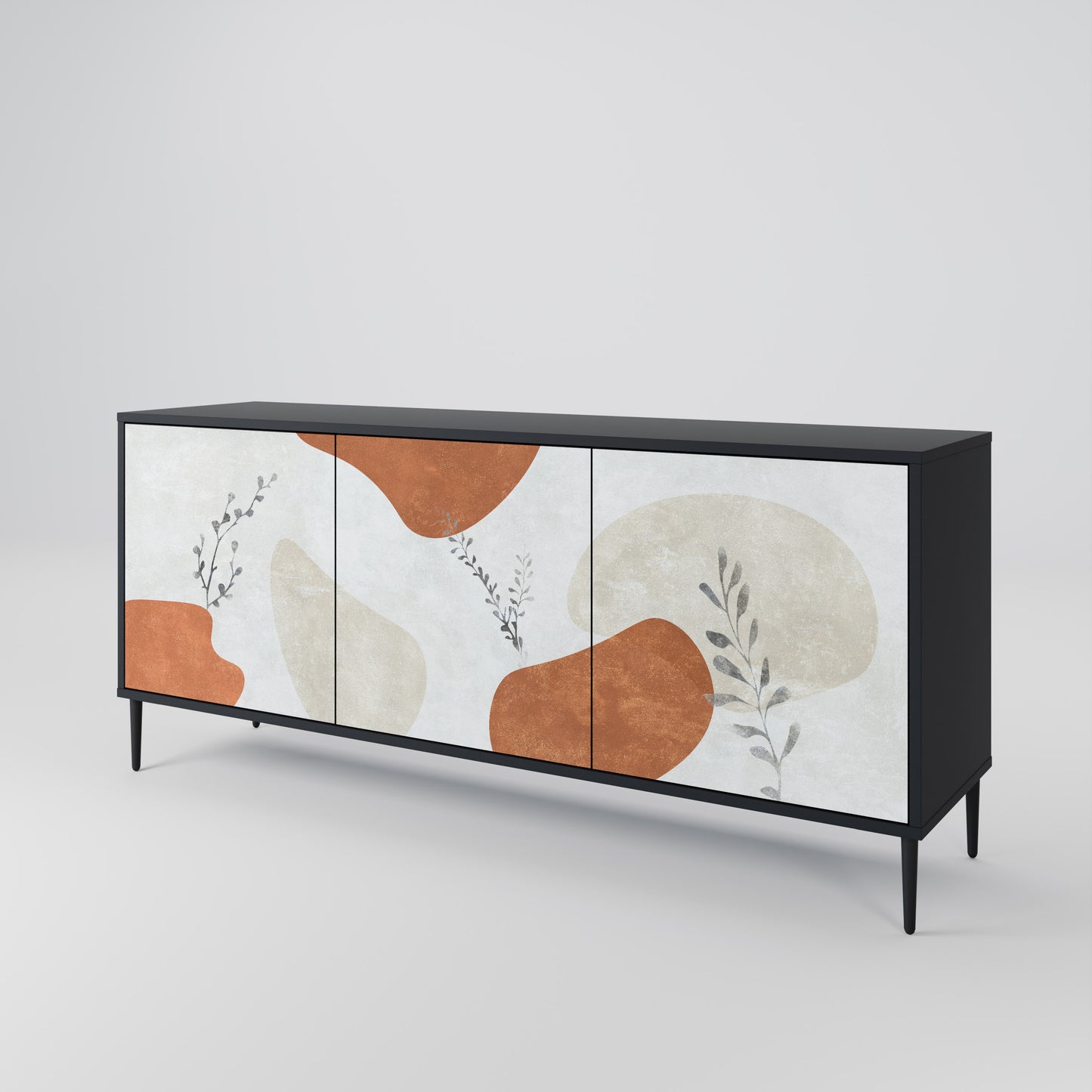 TRANQUIL TWIG 3-dörrars skänk i svart finish