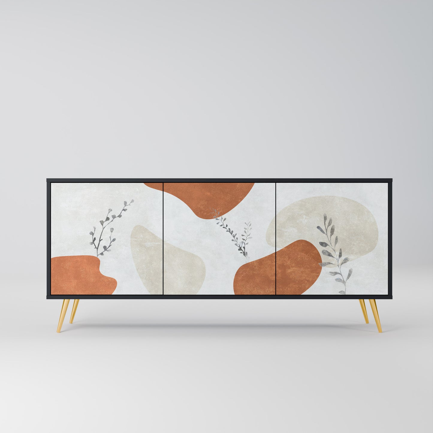 TRANQUIL TWIG 3-dörrars skänk i svart finish